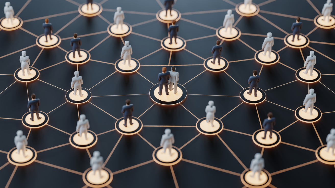 Interconnected network visualization representing the Exceleor ecosystem